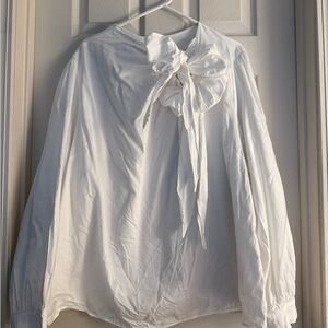 Anthropologie Maeve White Double Bow Detail Top